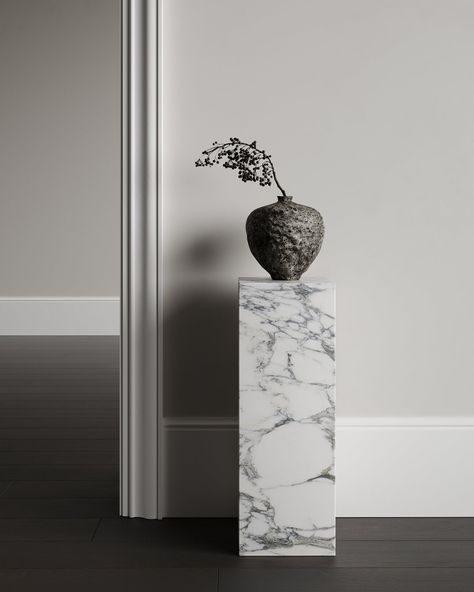 Marble Furniture Design, Marble Pedestal Table, Arabescato Corchia, Sophie Paterson Interiors, Table Aesthetic, Italian Stone, Marble Mirror, Side Table Styling, Restful Bedrooms