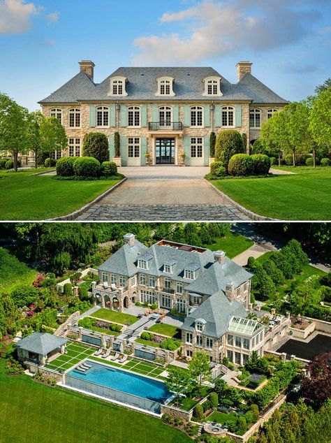 House Plans Mansion Luxury, Dream House Mansions Luxury Modern, Castle Design House, Chateau Style Homes, French Mansion Exterior, Big House Floor Plans, Modern Mansion Exterior Luxury, French House Exterior, Luxury Mansion Exterior