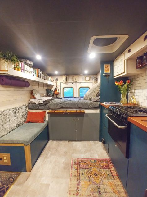 Woman Living in Her Off-Grid Ambulance Camper Conversion Ambulance To Rv Conversion, Ambulance Conversion Ideas, Tiny Camper Interior Layout, Living Off Grid In A Camper, Renovated Ambulance, Box Van Conversion Campers, Tiny Camper Living, Ambulance Conversion Campers, Ambulance Camper Conversion