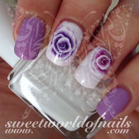 Floral Nail Art Purple Flower Nail Water Decals Water Slides Use: 1-Trim,clean then paint your nails with the color you want. 2- cut out the pattern and plunge it into water for 10 - 20 seconds. (use Ems Nails, Flowers Nail Art, Unghie Nail Art, Colorful Nail, Silver Nail, Floral Nail, Purple Nail, Flower Nail Designs, Floral Nail Art