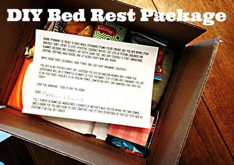 When Bed Rest Happens … A DIY Bed Rest Package For Your Friends Bedrest Ideas, Bed Rest Care Package, Bed Rest Pregnancy, Bed Frame Simple, Hyperemesis Gravidarum, Headboard Frame, Be You Bravely, Volunteer Coordinator, Bed Rest