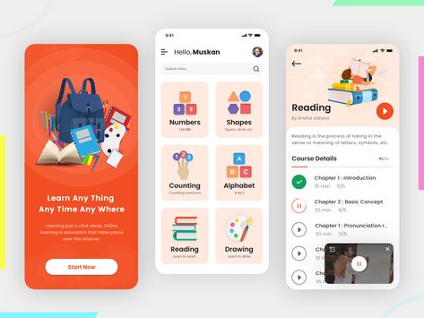 Kids E-learning App - Educational App Kids Learning App, Kids App Design, Kids Learning Alphabet, Kids Learning Apps, Educational Apps For Kids, Mobile App Design Inspiration, Learning Apps, Reading Apps, App Design Inspiration