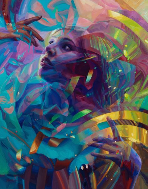 Ethereal, rainbow paintings by Primary Hughes that show hidden human depths | Creative Boom Rainbow Paintings, Portraits Painting, Portraiture Artist, Lightroom Presets For Portraits, Ap Studio Art, Rainbow Painting, Creating Artwork, Abstract Acrylic Painting, Ap Art