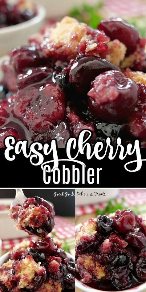 Mini Cherry Cobbler, Sweet Dark Cherry Recipes, Cherry Cobbler Recipes, Homemade Cherry Cobbler, Cherry Cobbler Recipe Easy, Quick Cobbler Recipe, Cherry Desserts Easy, Sweet Cherry Cobbler, Fruit Cobbler Recipes Easy