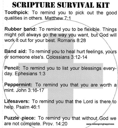 Scripture Survival Kit Pastors Survival Kit, Womens Survival Kit Ideas, Survival Kit From God Printable, Christian Survival Kit Ideas, Snowman Poem, Emmaus Agape, Agape Ideas, Pastor Quotes, Survival Kit Gifts