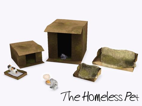 Unfortunately, not ever pet is blessed with a safe and warm place to live. Now you can give your not-so-loved pets an almost-dry and warm place to stay protected from the non-existent weather! This... Sims Pets, Small Pet Bed, Sims Four, Los Sims, Fish In A Bag, Sims Community, Sims 4 Cas, Sims 4 Build, Cc Sims