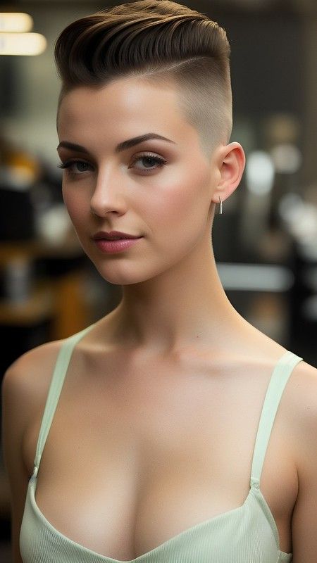 Ladies Day at the Barbershop | Lisa's Hairdos | Flickr Androgynous Hairstyles, Buzzcut Women, Hairstyles Latina, Cropped Pixie, Brunette Short, Buzzcut Girl, Buzz Cut Women, Girl Hair Drawing, Shaved Hair Women