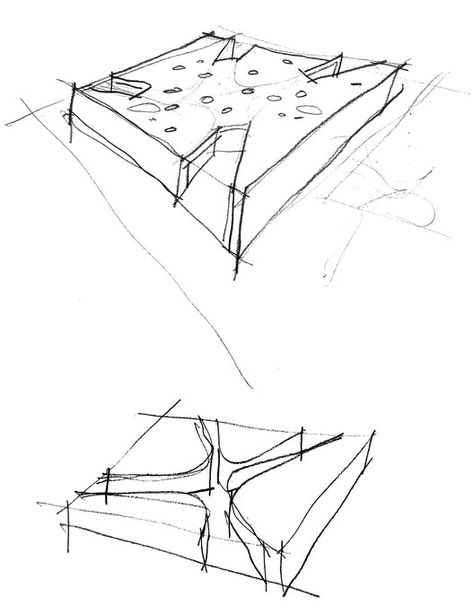 Gallery of Sant Josep Library / Ramon Esteve - 27 Concept Sketches Architecture, Art Gallery Sketch, Architecture Concept Sketch, Construction Sketch, Koshino House, Conceptual Model Architecture, Conceptual Sketches, Construction Lines, مركز ثقافي