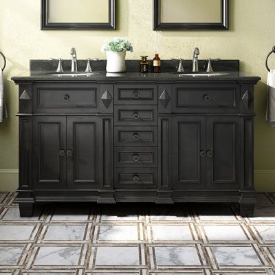 Home Depot Vanity, Removable Backsplash, Granite Vanity Tops, Black Vanity Bathroom, Black Granite Countertops, Small Space Bathroom, Undermount Sinks, Granite Countertop, Black Bath