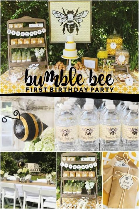 Birthday Boy Party Ideas, Bee First Birthday Party, Bumble Bee First Birthday, Bee First Birthday, Bee Themed Birthday Party, Bee Balloon, Birthday Boy Party, Bumble Bee Birthday, Bee Theme Party