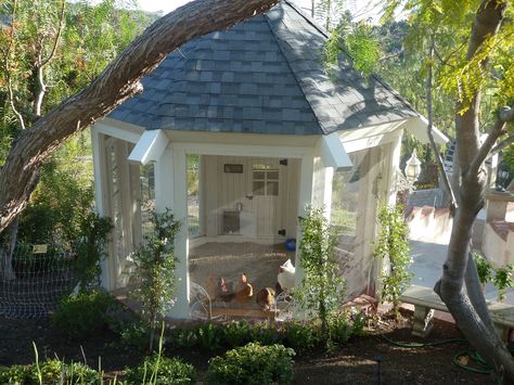 My coop - turned my gazebo into a chicken coop! Urban Chicken Coop, Backyard Coop, Chicken Coop Decor, Chicken Shed, Chicken Coup, Urban Chickens, Chicken Coop Designs, Chicken Garden, Building A Chicken Coop