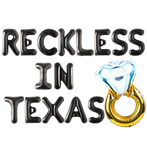 PRICES MAY VARY. Our Reckless In Texas Bachelorette Balloons will add the perfect touch to your party and look great at your themed party! Our Reckless In Texas Sign will make your party more interesting and immerse your family and guests in an unforgettable experience with value for money. You will get: 1 x Reckless In Texas letter balloon,1 x ring balloon 30 inch. If you have any problem, please let me know, your Satisfaction is our pleasure! High-quality, strong and reusable. Beautiful, reusa Bachelorette Texas Theme, Reckless In Texas, Reckless In Texas Bachelorette, Bach Games, Texas Bachelorette Party, Texas Bachelorette, Bachelorette Vibes, Texas Sign, Austin Bachelorette Party