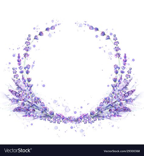 Background Watercolour, Floral Circle, Pressed Flower Crafts, Circle Illustration, Wreath Drawing, Lavender Wreath, Flower Circle, Flowers Purple, Drawn Floral