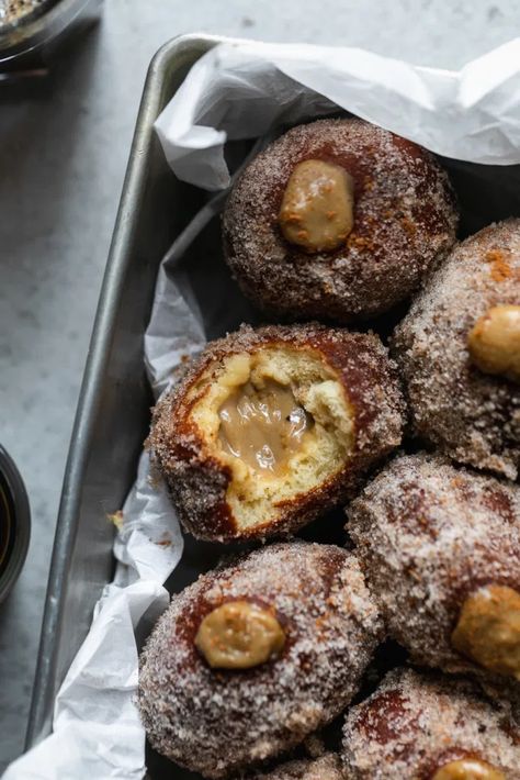 Brunch Bites, Brioche Donuts, Cream Filled Donuts, Donut Worry, Filled Donuts, Fried Dough, Pastry Cream, Fall Spices, Weekend Brunch