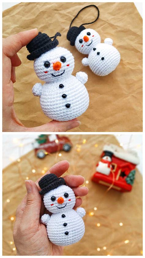 Amigurumi Snowman Free Pattern Snowman Crochet Ornament, Crochet Mini Snowman Free Pattern, Snow Man Crochet Patterns, Crochet Amigurumi Free Patterns Easy Christmas Ornament, Crochet Christmas Balls Pattern Free, Snowman Amigurumi Pattern Free, Snowman Crochet Patterns Free, Crochet Snowman Free Pattern, Amigurumi Snowman Free Pattern