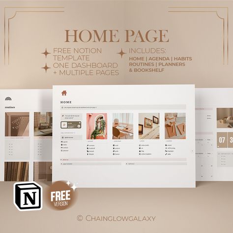 Details: A Notion template that is FREE (free version of a full product) One dashboard plus multiple pages.Pages included: Home, Agenda, Habits, Routines, Planners & Bookshelf. Notion Home Page Template, Notion Home Page, Notion Template Free, Study Sessions Planner, Meal Prep Planner, Goal Setting Template, Mom Planner, Digital Organization, Dashboard Template