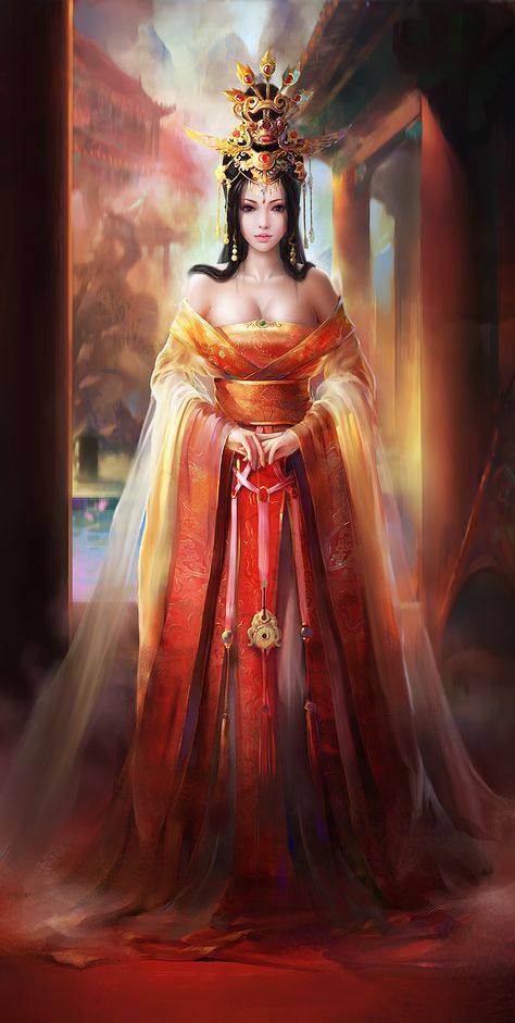 Anime Queen, Fantasy Queen, Geisha Art, Chinese Art Girl, Art Fantasy, China Art, Fantasy Artist, Female Character Design, Beautiful Fantasy Art