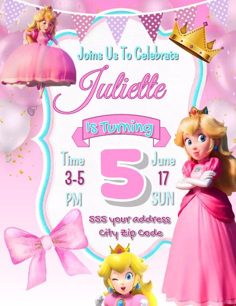 323+ Free Templates for 'Mario brothers' | PosterMyWall Princess Peach Invitation Template, Princess Peach Party Invitations, Princess Peach Birthday Party Invitation, Peach Invitation Template, Princess Peach Birthday Invitations, Princess Peach Party, Birthday Party Invitations Free, Mario And Princess Peach, Peach Party