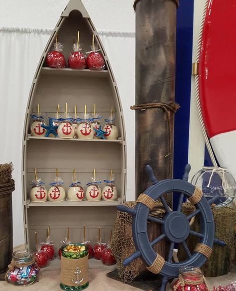 Nautical boat for display Nye 2024, Church Candles, Nautical Party, Speed Boat, Nautical Baby Shower, Nautical Baby, Balloon Columns, Photo Display, Table Display