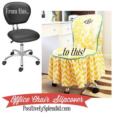 Yes! A tutorial for this office chair slipcover that I need to make for my sewing room. Office Chair Slipcover Tutorial and Slipcover Tips | Positively Splendid {Crafts, Sewing, Recipes and Home Decor} Office Chair Cover, Patterned Chair, Sewing Room Organization, Chair Slipcover, Quilting Room, Diy Office, Ideas Craft, Room Desk, My Sewing Room