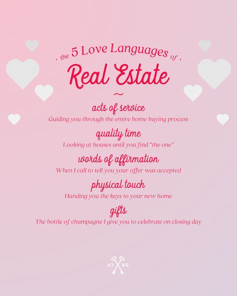 Real estate love languages Real Estate Word Of The Day, Real Estate Valentines Day Creative Ads, Real Estate Valentines Day Post, Commercial Real Estate Quotes, Memes In Real Estate, Happy Love Day, Love Days, Happy Love, New Career