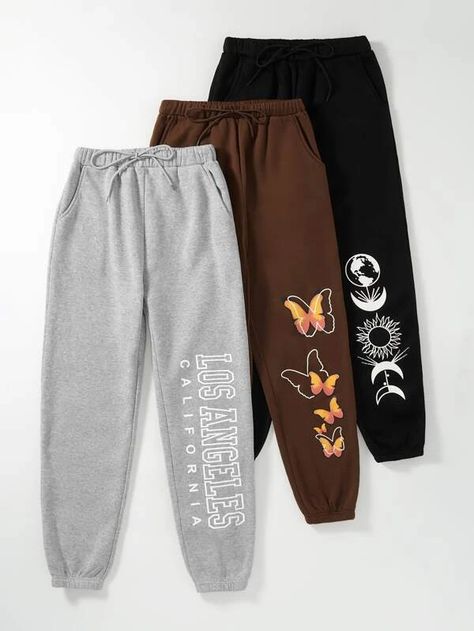 Sweatpants With Design, Cricut Sweatpants Ideas, Sweatpants Design Ideas, Graphic Sweatpants, Los Angeles Print, Printed Sweatpants, Cute Dress Outfits, Womens Sweatpants, Fashion Joggers