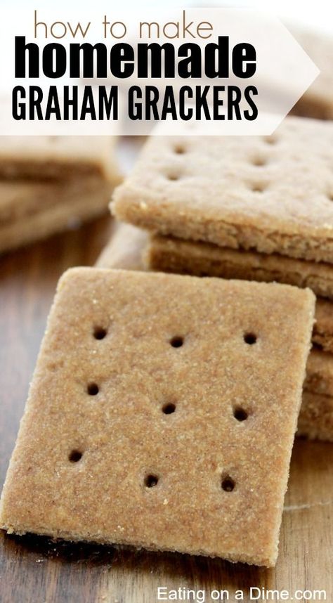 Home Made Graham Crackers, Health Snack Ideas, Graham Crackers Recipe, Homemade Crackers Recipe, Graham Cracker Recipes, Biscuit Sec, Crackers Recipe, Homemade Graham Crackers, Homemade Crackers