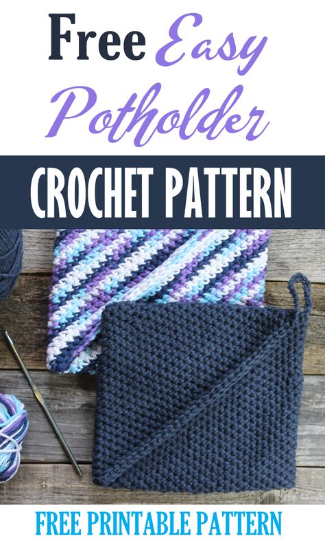 Crochet Potholders Patterns, How To Crochet A Hot Pad, Free Crochet Potholder Patterns Easy, Hotpad Crochet Pattern Free, Hot Pads Crochet Free Pattern, Crochet Pot Holders Free Pattern Easy Potholders, Beginner Crochet Potholder Pattern, Crocheted Pot Holders Free Pattern, Single Crochet Potholder Pattern