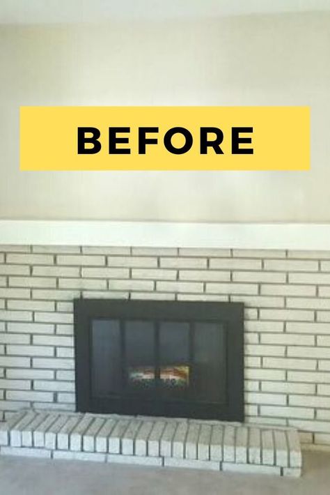 Fireplace Makeover Before And After, Diy Farmhouse Fireplace, Fireplace On A Budget, Farmhouse Fireplace Makeover, Before And After Fireplace, Fireplace Transformation, Fireplace Farmhouse, Wood Mantle Fireplace, Brick Fireplace Makeover