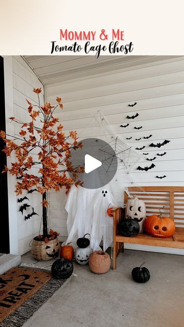 Cherish Larsen - Seasonal/Holiday Favorites! on Instagram: "Mommy & Me Outdoor Ghosts 👻👻

I love how these turned out! I used the simple tomato cage method for the mommy ghost, except I like to layer with cheese cloth (aka creepy cloth) and top with tulle! 

For the little ghost, I used a metal paper towel stand, and then placed it on a plant stand with zip ties. 

The ghost I tore apart and used the pieces for the arms ,arms & head for little one) are from Dollar Tree (not in stores yet). Materials, lights, etc… including my outfit are linked in LTK! 

Save for your Spooky Season decorating 🖤👻🎃

Comment SHOP below to receive a DM with the link to shop this post on my LTK!
https://liketk.it/4LEKc" Cherish Larsen, Outdoor Ghosts, Halloween Party Planning, Tim Burton Style, Towel Stand, Little Ghost, Tomato Cages, Spider Webs, Planning Inspiration