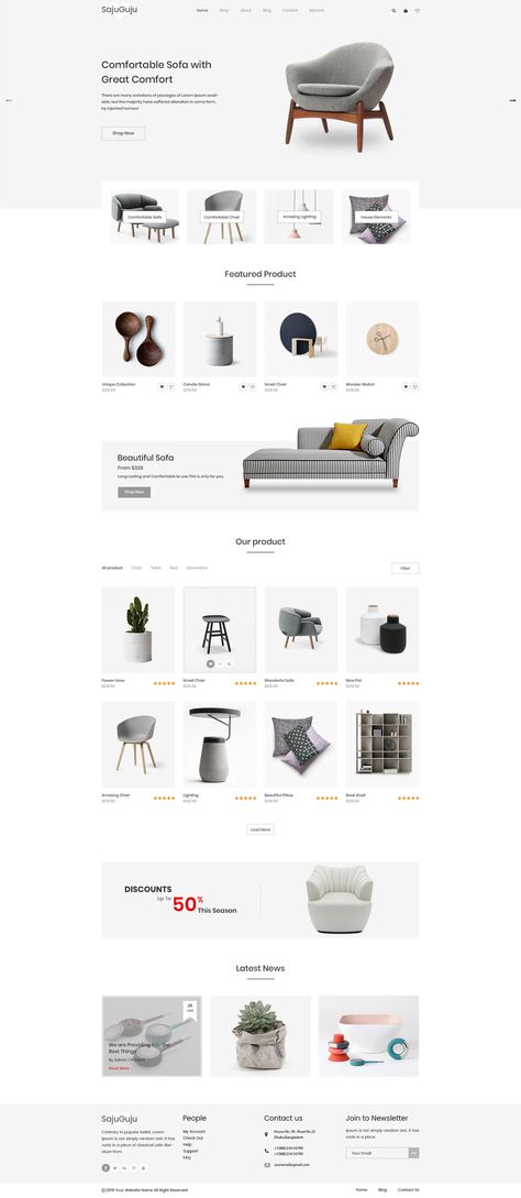 SajuGuju Minimal PSD E-commerce Template Preview - ThemeForest E Commerce Homepage Design, Eccomerce Website Design, Website Design Shop, Furniture Web Design, Furniture Website Design, Ecommerce Ui Design, Mise En Page Web, Minimalist Theme, Online Web Design