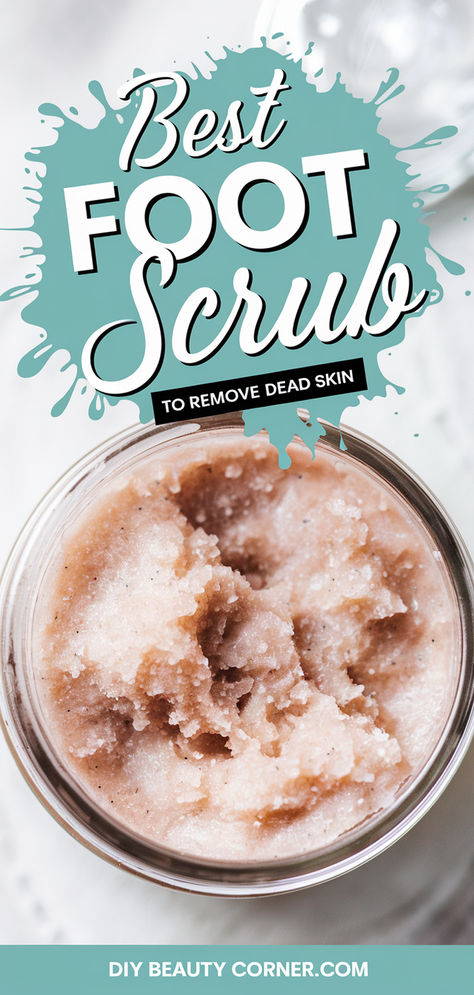 Best DIY Foot Scrub to Remove Dead Skin - Homemade Exfoliating Foot Scrub Recipe Foot Scrub Diy Exfoliating, At Home Pedicure Soak, Foot Scrub Diy, Diy Foot Scrub Recipes, Foot Scrub Recipe, Homemade Foot Scrub, Homemade Foot Soaks, Pedicure Soak, Peppermint Foot Scrub