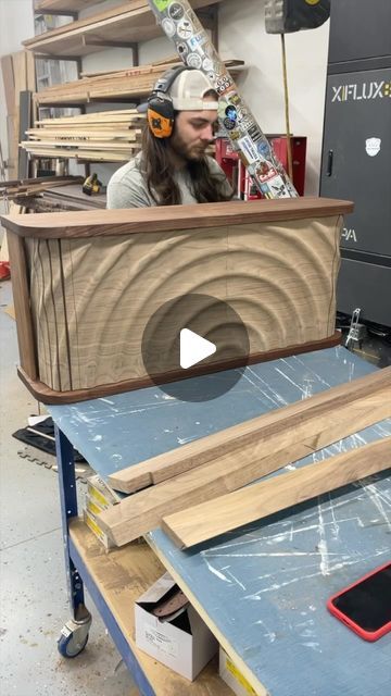 Jef and Jess Behnke on Instagram: "New YouTube video is live! Click our bio link to watch the full build! I absolutely love these doors, the tambour and the pattern is so cool. It almost flows as it moves. #woodworking #woodworker #cabinet" Tambour Door Cabinet, Tambour Door, Tambour Doors, Hidden Tv, Woodworking Videos, So Cool, Youtube Video, Youtube Videos, Woodworking