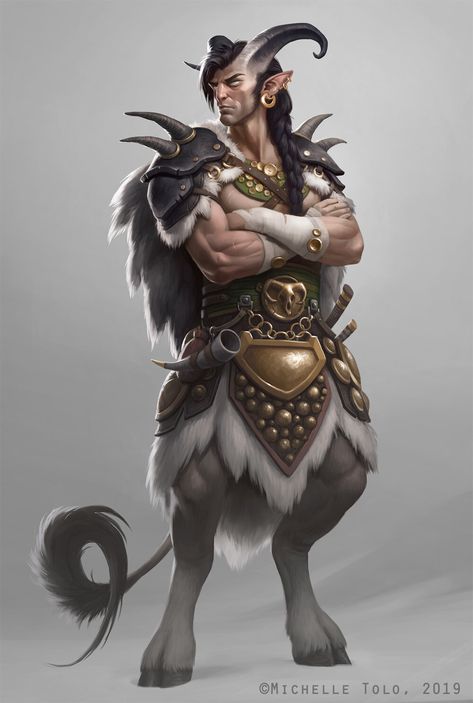 ArtStation - Faun Warrior, Michelle Tolo Satyr Armor, Fantasy Races, Dungeons And Dragons Characters, Fantasy Warrior, Fantasy Rpg, Fantasy Inspiration, Medieval Fantasy, Dnd Characters, Character Portraits