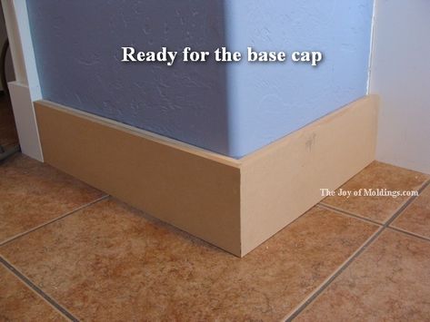 Square Baseboards, Diy Baseboards, How To Install Baseboards, Staircase Architecture, Modern Baseboards, Painting Trim White, Dining Room Wainscoting, Plinth Blocks, Baseboard Trim