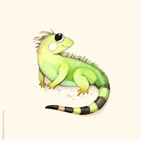 I is for Iguana A little curious baby iguana. She's so sweet and smart! Watercolor on paper Next animal starts with the letter L.  Blogged here Iguana Drawing Cute, Iguana Watercolor, Iguana Painting, Iguana Drawing, I Is For Iguana, Iguana Tattoo, Baby Iguana, Abc Animals, Abc For Kids