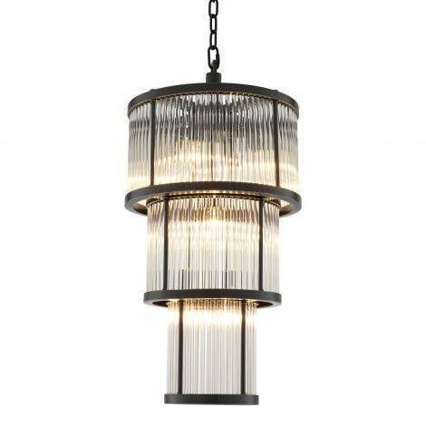 Eichholtz Lighting Chandelier Avery - Bronze Highlight Finish with Vintage Glass House of Isabella UK Glass Cleaning Solution, Drop Chandelier, Bronze Highlights, Reeded Glass, Glass Extension, Custom Chandelier, Lantern Chandelier, Set The Mood, Lighting Concepts