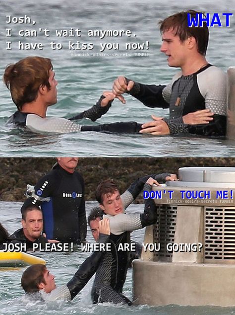 Catching Fire lol Peeta X Finnick Fanart, Peeta X Finnick, Finnick Odair Fan Art, Hunger Games Finnick, Hunger Games Jokes, Hunger Games Peeta, Hunger Games Cast, Hunger Games Memes, Hunger Games Quotes