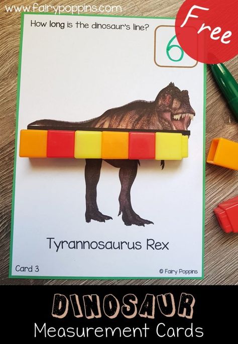 Dinosaur Measurement Activities | Fairy Poppins How Do Dinosaurs Count To Ten Activities, Measuring With Cubes, Dinosaurs Crafts Preschool, Measuring Height Activities, Dinosaur Writing Activities, Fairy Poppins, Dinosaur Science, Dinosaur Theme Preschool, Dinosaur Activities Preschool