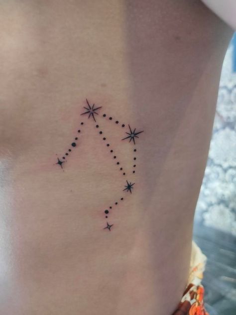 Two big stars representing the brightest stars in this constellation Beta Librea at the top and Alpha Librea in the middle Libra Star Constellation, Libra Star, Libra Tattoo, Star Constellation, Star Constellations, Bright Stars, Big Star, At The Top, Maple Leaf Tattoo