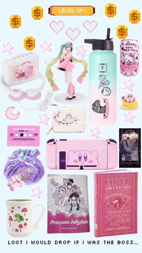 Loot I would drop as the boss character #loot #trinkets #stuff #pink #whatsinmybag #whatsin #lootiddrop Boss Character, Princess Jellyfish, The Hierophant, Be The Boss, Lewis Carroll, Adventures In Wonderland, Through The Looking Glass, Spice Girls, The Boss