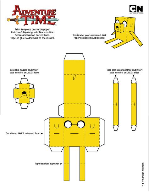 5 Papercraft hora de aventura!                                                                                                                                                     Mais Adventure Time Birthday Party, Adventure Time Crafts, Adventure Time Birthday, Adventure Time Parties, Jake Adventure Time, Paper Toys Template, Paper Doll Template, Papercraft Templates, Paper Toy