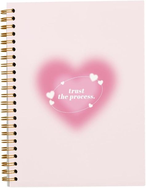 Preppy Notebooks, Pink Heart Aura, Dream Backpack, Cute Notebooks For School, Heart Aura, Pastel Notebook, Study Supplies, Heart Journal, Girl Dorms