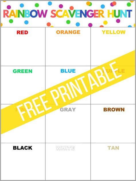 Scavenger Hunt For Preschoolers, Rainbow Scavenger Hunt, Color Scavenger Hunt, Nature Scavenger Hunt For Kids, Free Printable Rainbow, Preschool Scavenger Hunt, Rainbow Nature, Nature Scavenger Hunt, Rainbow Activities