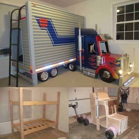 Truck Bunk Beds! Bunk Beds Small Room, Bunk Bed Safety, Bunk Beds Boys, Bed For Girls Room, Girls Bunk Beds, Adult Bunk Beds, Triple Bunk Beds, Diy Bunk Bed, Cool Kids Rooms