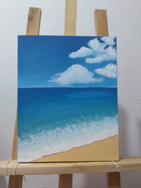 Ocean Aesthetic Painting Easy, 8x10 Painting Canvas Ideas, Acrylic Paint Canvas Easy Abstract Art, Idea For Painting Art, Cute And Easy Paintings On Canvas, Beach Paintings On Canvas Easy, Paintings To Do, What To Paint Easy, Painting Ideas Sea