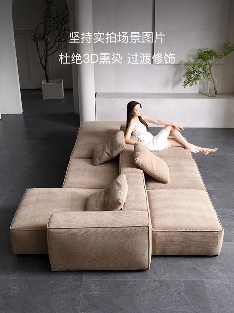 2948.0US $ |Italian Style Minimal Corduroy Sofa Two way Modular Combination Double Sided Back to Back Block Sofa with Quiet Wind Tofu Block| | - AliExpress Double Sided Sofa Living Room, Two Sided Sofa, Double Sided Couch, Double Sided Sofa, Long Couch, Room Backdrop, Ranch Living, Corduroy Sofa, Ranches Living