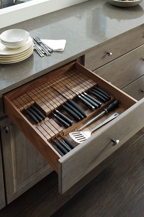 Cutlery Organization, Drawer Makeover, Knife Drawer Organizer, Omega Cabinetry, Drawers Ideas, Smart Kitchen Storage, Kitchen Gadgets Organization, Deep Drawer Organization, Kitchen Drawer Dividers