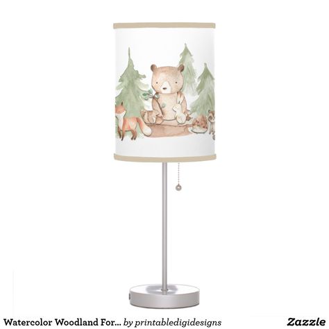 Nursery Lamps, Forest Animals Nursery, Bedroom Table Lamp, Woodland Forest Animals, Forest Animal Nursery, Watercolor Woodland, Nursery Lighting, Woodland Nursery Theme, Nursery Lamp