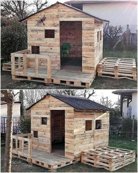 Casa In Pallet, Diy Storage Shed Plans, Garden Shed Diy, Pallet Playhouse, Pallet Building, Diy Storage Shed, Pallet Shed, Build A Playhouse, Pallet House